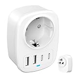 Reiseadapter, Universal Reise Australien Deutschland Stecker mit 2 USB-C 2...