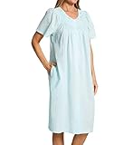 Miss Elaine Damen Seersucker Kurz Snap Robe 858601, türkis, Medium