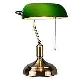 Traditionelle Bankerlampe, Schreibtischlampe, aus Metall, antik, mit Kette,...