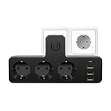 7-in-1 Steckdosenleiste Adapter mit 3 USB und 1Type C,3-Fach Steckerleiste...