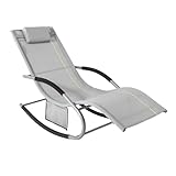 SoBuy Swingliege Sonnenliege mit Tasche und Kopfkissen Gartenliege schaukel...