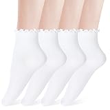 WLLHYF Damen-Socken mit Rüschen, superweich, atmungsaktiv, niedlich,...
