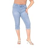 Nina Carter P200 Damen Capri Jeanshosen Große Größen HIGH Waist Jeans...