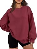 EFAN Damen-Sweatshirt, übergroß, Fleece, Rundhalsausschnitt, lässiges...