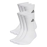 adidas Unisex Cushioned Sportswear Crew Socks 6 Pairs, White / Black, 46-48