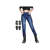 Motorradleggings for Damen Stretch-Jeanshose Mit 6 Taschen, CE-Protektoren,...