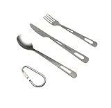 RISON-Titanium Titan Campingbesteck Set, 4 Stück Titan...