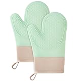 Ofenhandschuhe Hitzebestaendig,2PCS Topflappen, Ofenhandschuhe eine Silikon...