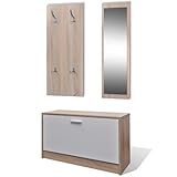 vidaXL Garderoben Set Flur 3-in-1 Eiche Schuhschrank Spiegel...