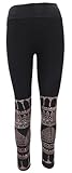 GURU SHOP Psytrance Goa Damen Leggings, Bedruckte Tribal Yoga Leggings -...