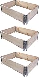 BigDean 3X Palettenrahmen für Hochbeet 80 x 60 x 20 cm = halbe Europalette...