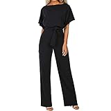 Coloody Damen Lang Jumpsuit Overall Hosenanzug Elegant Romper Kurzarm...