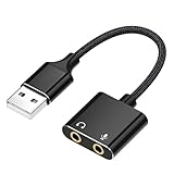 AQSQWQ Externe USB Soundkarte Klinke USB Adapter, Externe Soundkarte, USB...