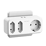 Steckdosenadapter,JSVER USB Steckdose 3-Fach Steckdosen (16A) und 2 USB...