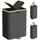 SONGMICS Wäschekorb 2 Fächer, Wäschesammler, 150 Liter, Wäschesortierer...