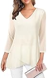 Adigaber Damen 3/4 Ärmel Blusen mit V-Ausschnitt Atmungsaktiv und kühl...