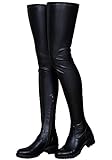 Over The Knee Stiefel für Frauen Sexy Seitenreißverschluss Runde Zehe...