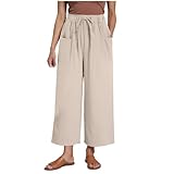 Vhersily Damen Capri-Hose mit weitem Bein, lässiger Stil, mit Taschen,...