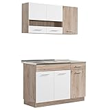 Homestyle4u 2358, Küche Küchenzeile Küchenblock Eiche Holz Weiß...
