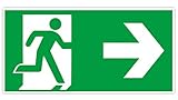 Hochwertiges Notausgangsschild Pfeil rechts - 30x15 cm langnachleuchtend +...