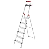 Hailo L84 ComfortLine Alu-Sicherheits-Stehleiter - 6 XXL-Stufen belastbar...