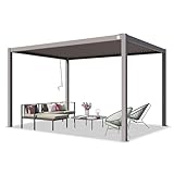 PRIMEYARD Pergola 3x4 m Aluminium-Pfosten mit Lamellendach aus Stahl graue...