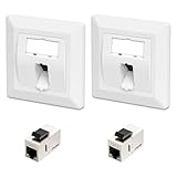 FGB 2x CAT7 Keystone Dose Netzwerkdose Unterputz 1 Port RJ45 Aufputz Dose...