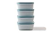 TUPPERWARE Gefrier-Behälter 450 ml weiß-blau (4) Eiskristall Behälter...