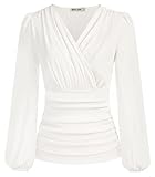 GRACE KARIN Damen V-Ausschnitt Bluse Langarm Einfarbig Slim Fit...