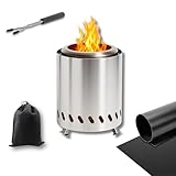 THORKOK Feuerschale Edelstahl Tragbar, Raucharme Tisch Feuerstelle Outdoor...