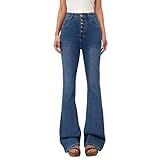 Generisch Damen Schlagjeans mit hoher Taille - High-Waist Flare Jeans im...