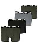 PUMA Herren-Boxershorts aus Baumwoll-Stretch mit Logo, 4 Stück, Grün...