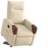 QJBSAVVA Relaxsessel mit elektrischer Aufstehhilfe Creme Stoff Manuelle...