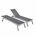 Alice's Garden - Set mit 2 ELSA Sonnenliegen aus grauem Aluminium und...