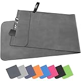 Pameil Fitness Handtuch mit Reißverschluss Tasche |120x50cm| Gym...