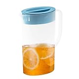 Kunststoff 1,5 L mit Deckel und Ausguss, Saftkanne mit Deckel, Transparent...