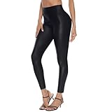 Zilams Damen Kunstleder Leggings High Waist PU Leder Leggings Stretch Push...