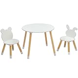 LEADZM Kindertisch mit 2 Stühlen, Kindersitzgruppe, Sitzgruppe für...