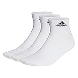 adidas Unisex Thin and Light Ankle Socks 3 Pairs, White / Black, 40-42
