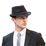 Dinghaole Klassischer Fedora-Trilby-Hut für Herren, Größe M, verstaubar,...