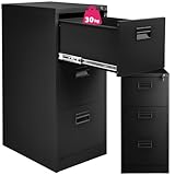 tectake® Aktenschrank mit 3 Schubladen & Hängeregistratur, abschließbar,...