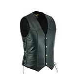 Leatherick Herren Premium Top Genarbt Rindsleder Klassische Motorradweste...