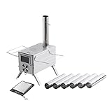 TOMOUNT Zeltofen Campingherde, Tragbar Kompakt Edelstahl Campingkocher mit...