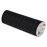 EMOS PVC-Isolierband Schwarz 10er Pack, 15mm x 10m, 0,13mm Bandstärke,...