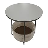 Relaxdays Beistelltisch, runder Couchtisch, mit Stoffkorb, HD 50x45 cm,...