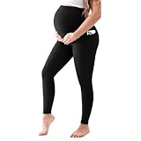 Walifrey Women's Maternity Leggings with Pockets，High Waist Opaque...