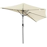 Angel Living 250cm Halber Sonnenschirm mit Kurbel und Neigbar, UV-Schutz...