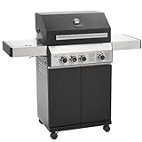 TAINO BLACK 3+1 Gasgrill 3 Brenner mit Seitenkocher und Keramik Sear-Burner...