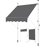 Yaheetech Klemmmarkise 150cm Breit Balkonmarkise mit Handkurbel...