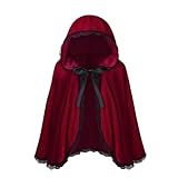 Generisch Rotkäppchen-Umhang, roter Samt-Umhang mit Kapuze,...